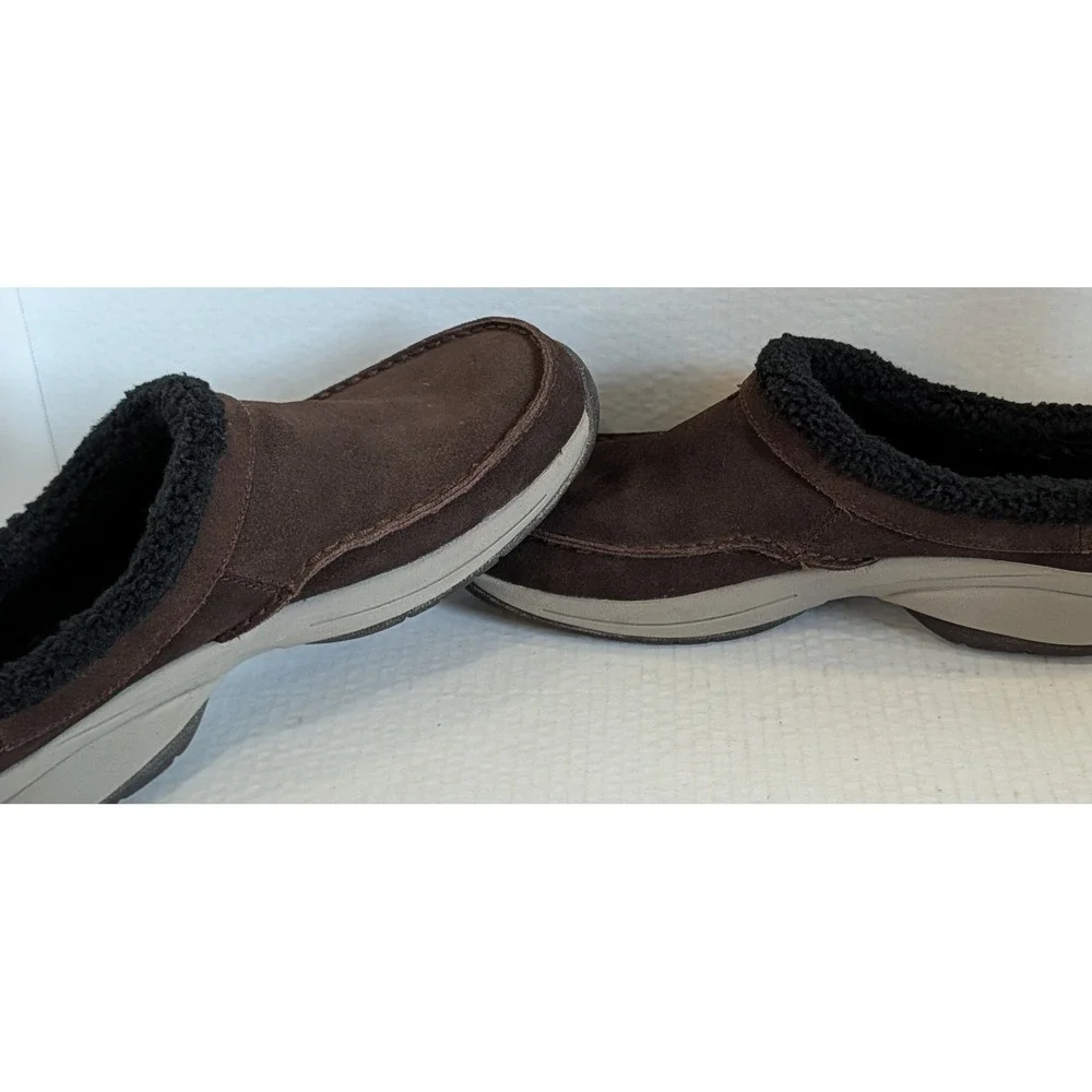 Merrell Espresso Men's 10.5 Brown Suede Fleece Lined Slip On Clogs Mules Shoes
